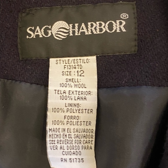 Sag Harbor Womens Navy Wool Blazer / Shoulder Pads / Vintage / Size 12 - Picture 12 of 14